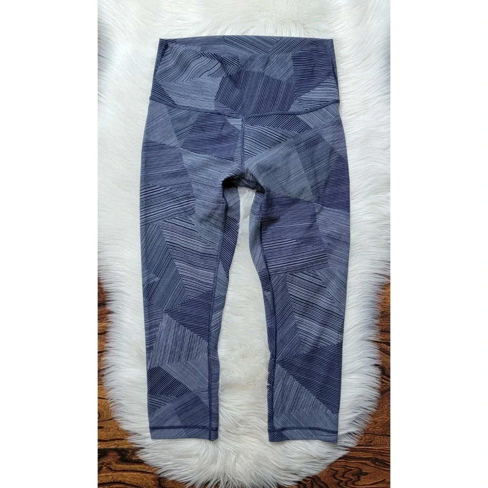 Lululemon Wunder Under Hi-Rise Crop Tight Women's Size 8 Etch Hail Midnight Navy